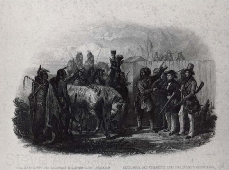 Karl Bodmer The Travelers meeting with Minnetarree indians near fort clark